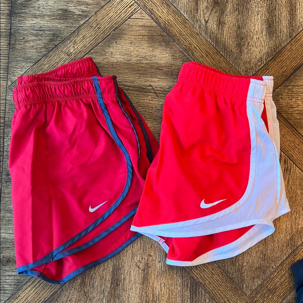 Nike Women's Red and White Athletic Shorts and red with gray trim